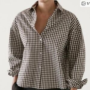 Women Massimo Dutti Shirt Color Chocolate Brown Size XS